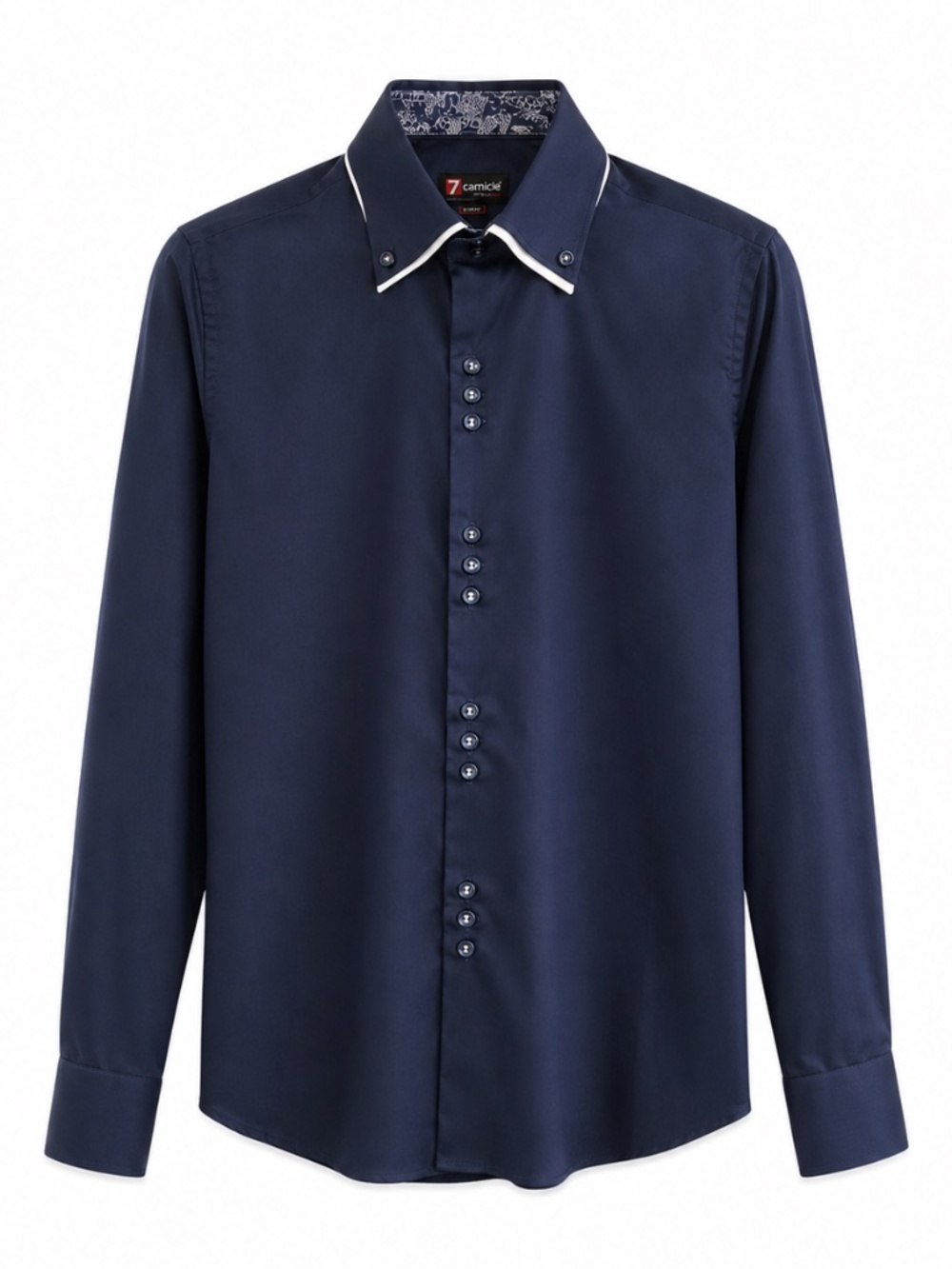 7 Camicie Italian Blue Double Collar Slim Fit Dress Shirt – Size S Like New
